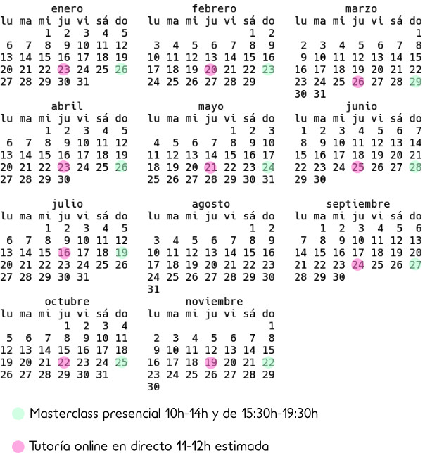 calendario de fechas